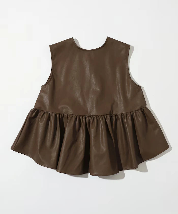 Leather Peplum Gathered Vest