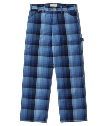 10oz. INDIGO GRADATION CHECK WORK PANTS
