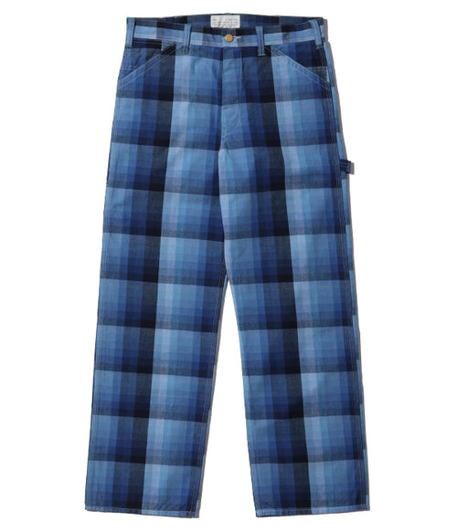 10oz. INDIGO GRADATION CHECK WORK PANTS