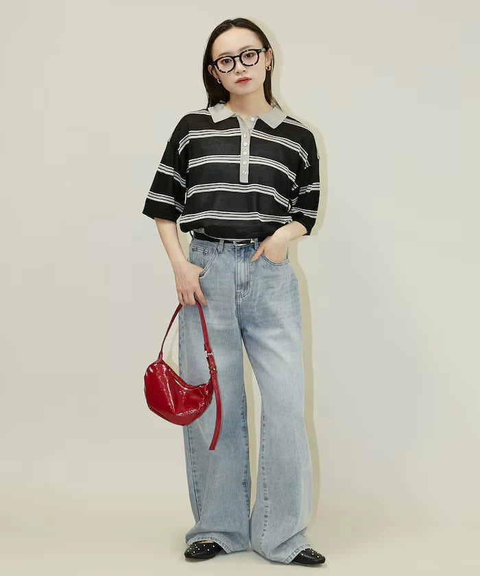 Sheer Border Short Sleeve Polo Summer Knit Limited Release