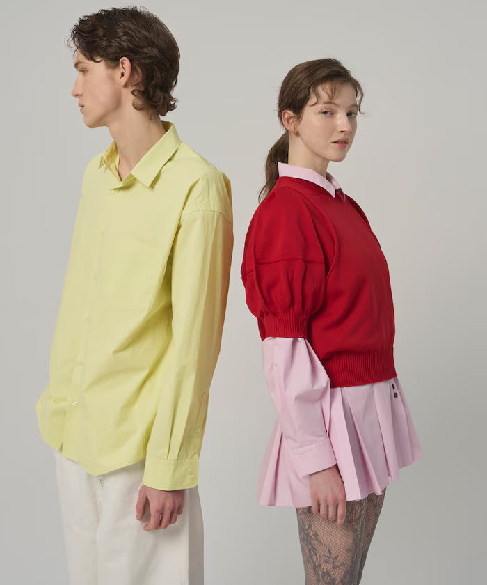 Nuance Color Oversized Regular Collar Long Sleeve Shirt