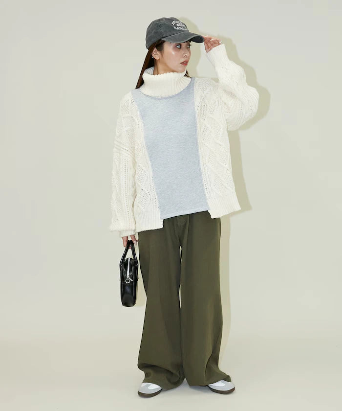 Mixed Material Switch Turtle Neck Knit Limited Edition