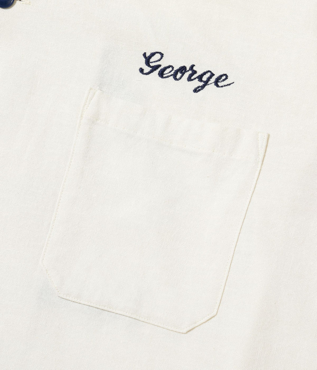 U.S. NAVY RAYON LINEN OPEN SHIRT with CHAIN EMBROIDERED