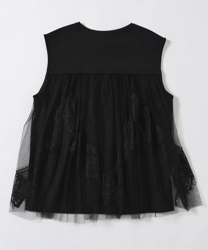 Organic Cotton Tulle Lace Docking Top