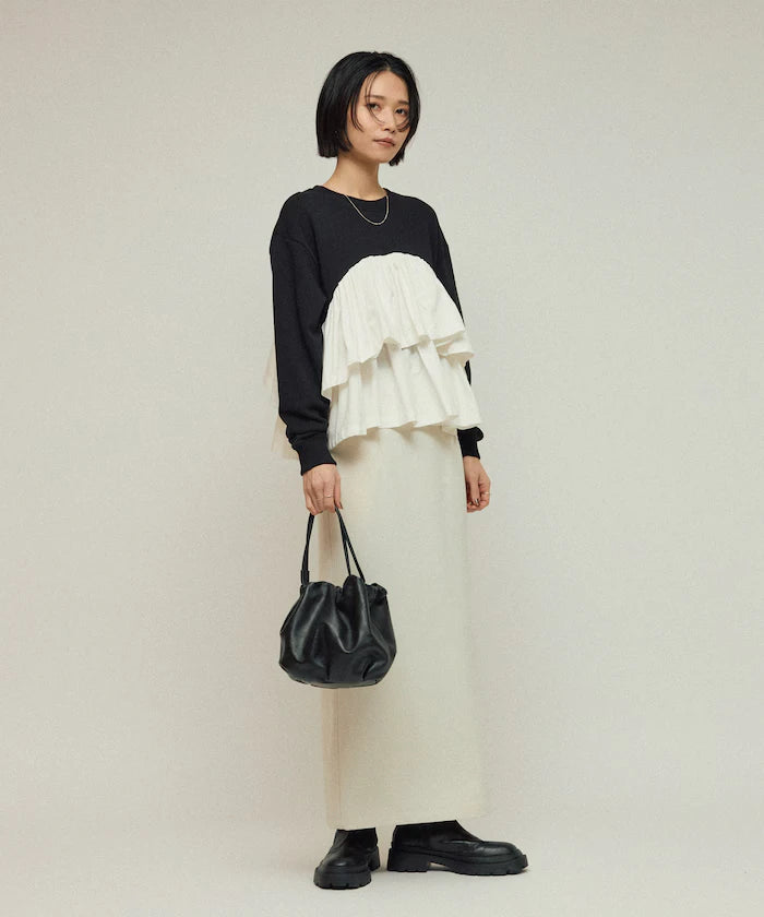 Organic Cotton Docking Frill Sweat / Relaxed Fit / Backed Sweat