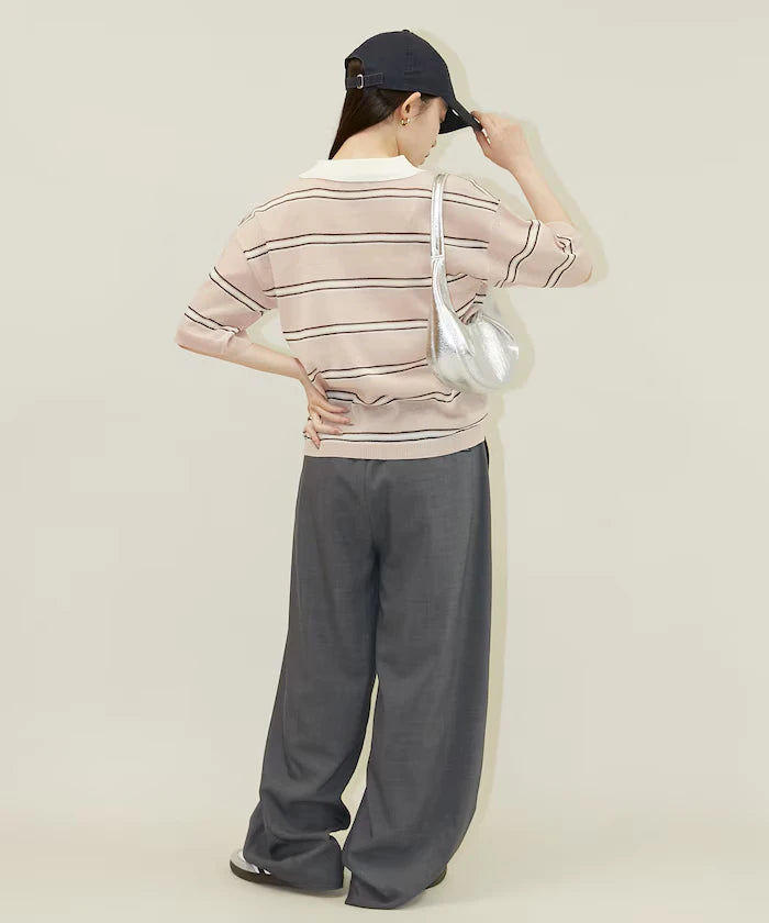 Sheer Border Short Sleeve Polo Summer Knit Limited Release