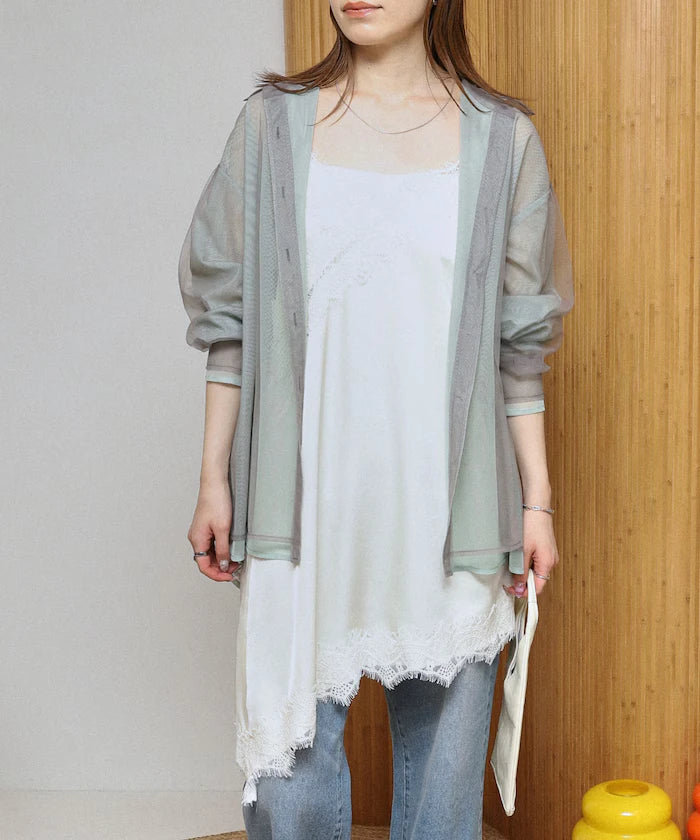 Lace Contrast Vintage Satin Camisole Top