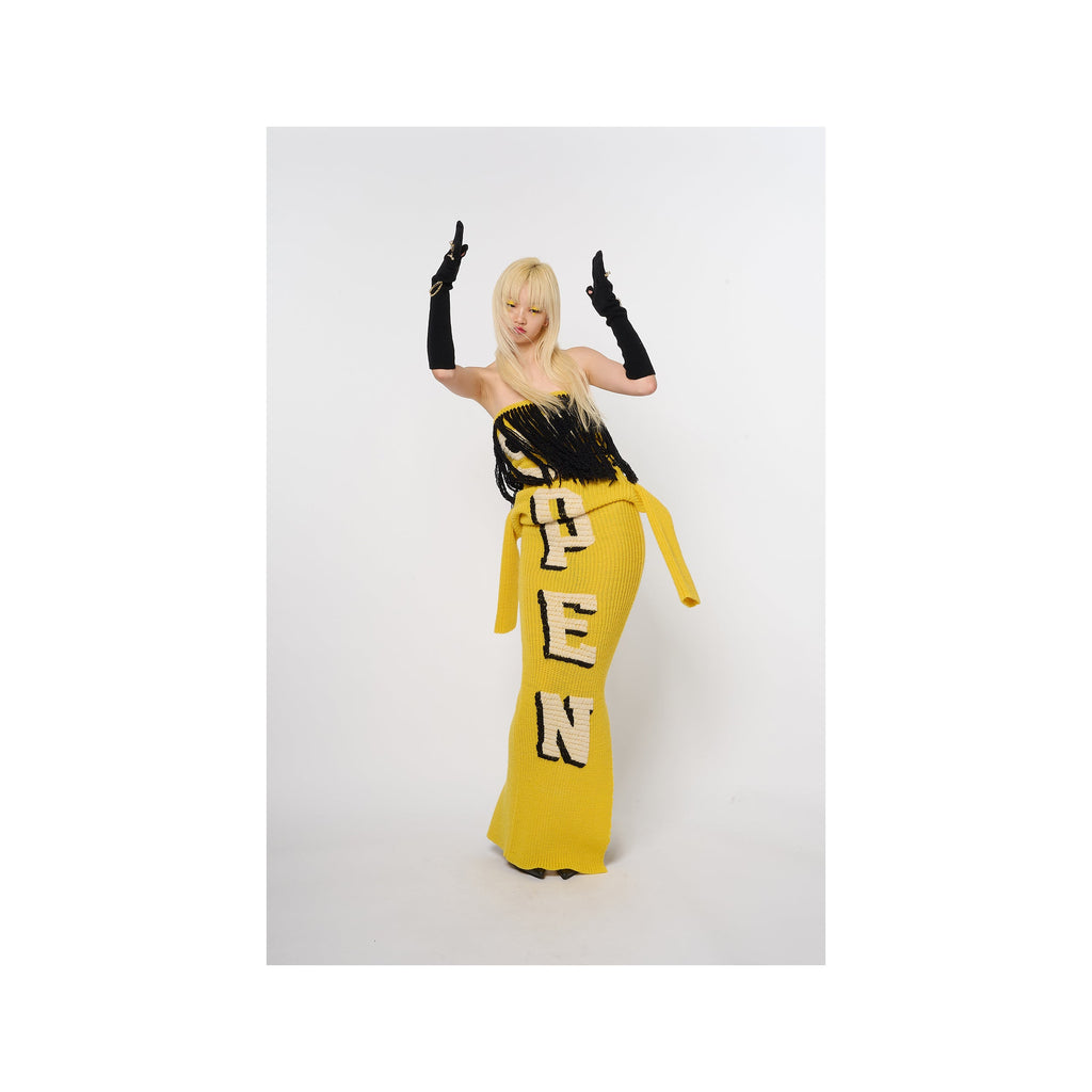 AIR DANCER KNIT DRESS / SCARF：YELLOW