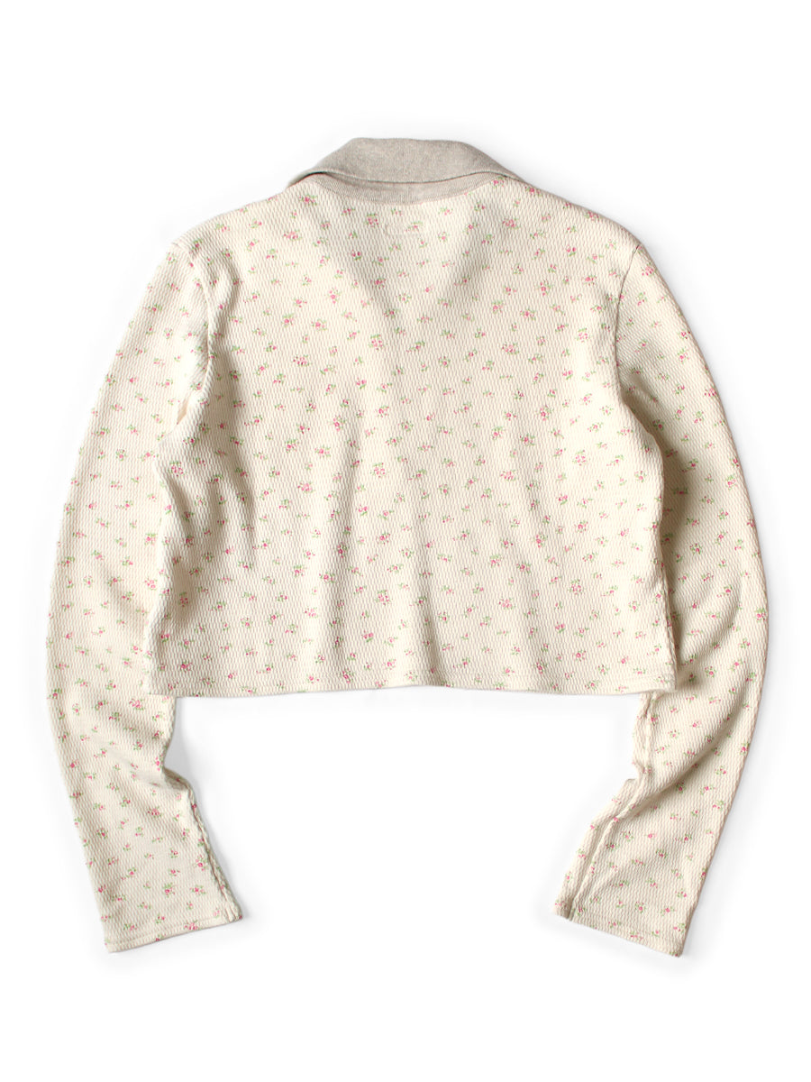 Waffle Jersey Small Floral pt Half ZIP Cropped Long T