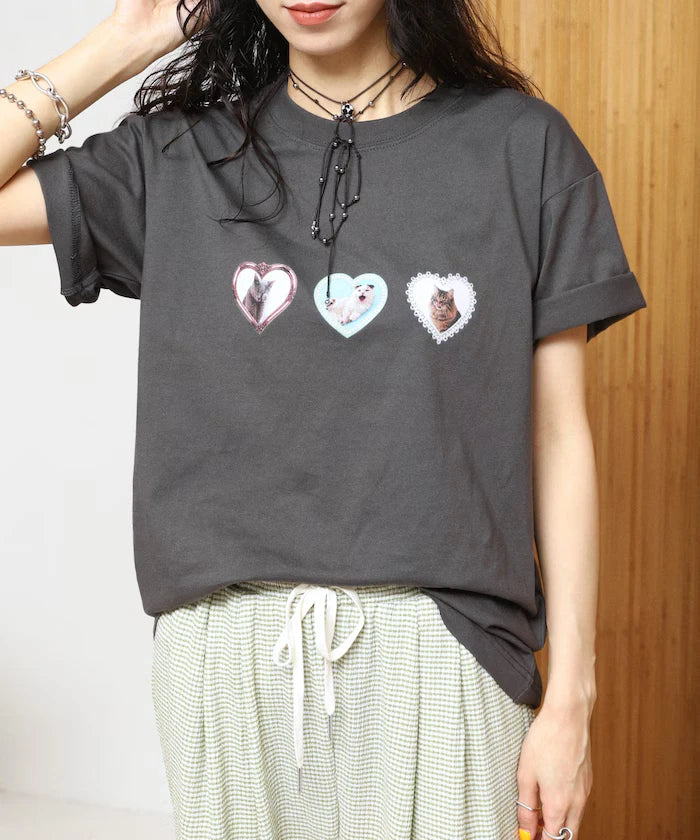 Organic Cotton Animal Heart Print T-Shirt