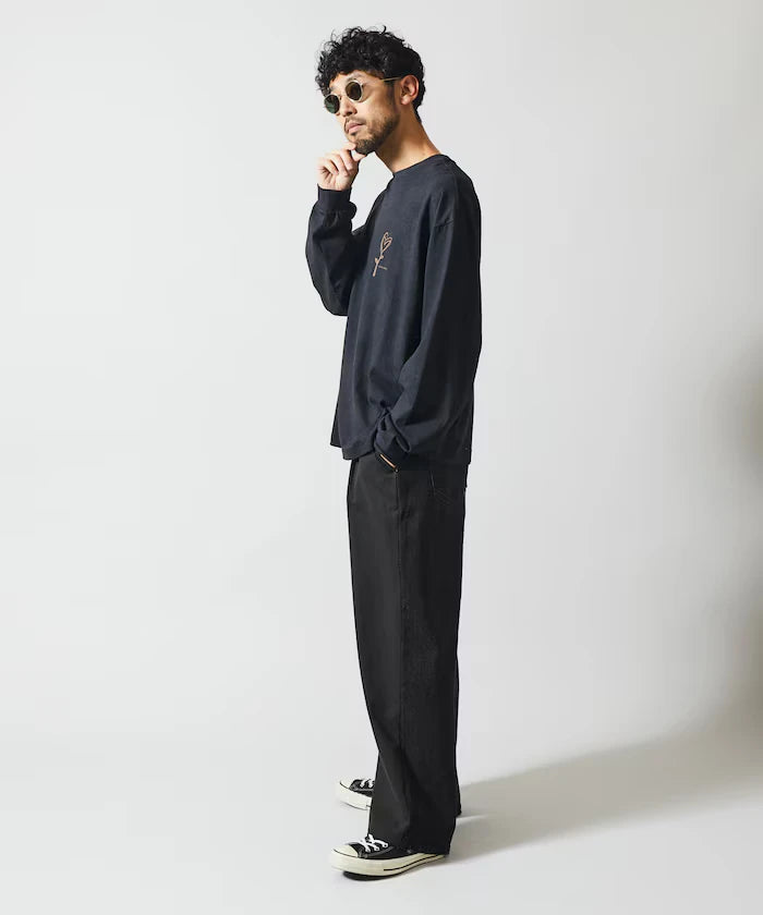 Chino Denim Docking Pants / Wide Straight Pants