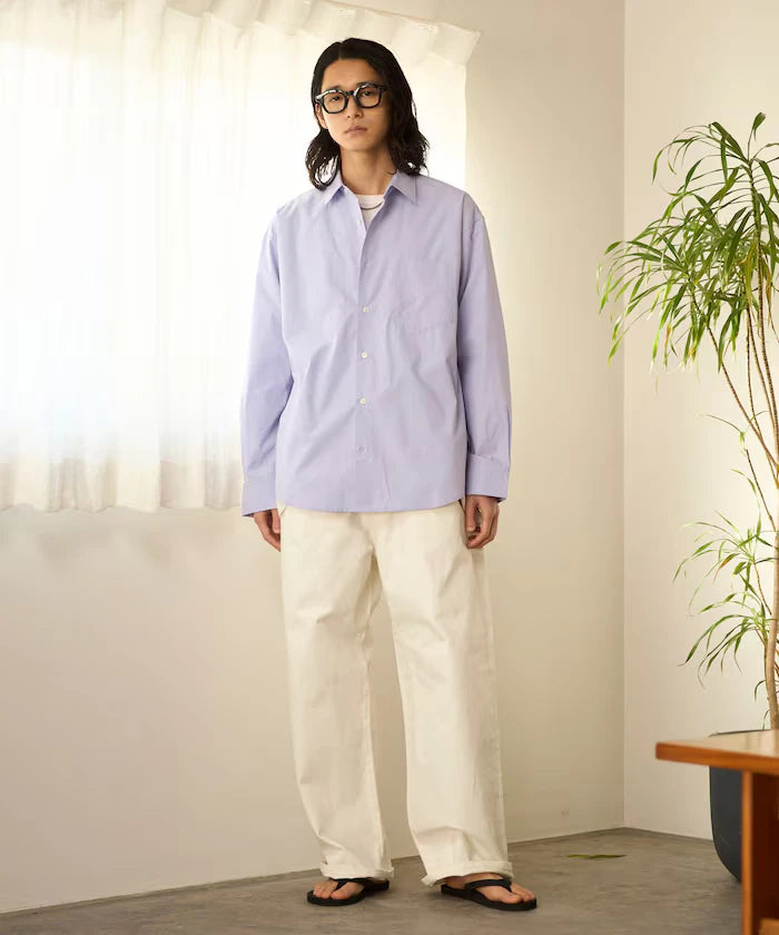 Nuance Color Oversized Regular Collar Long Sleeve Shirt