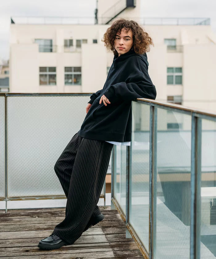 Wide Silhouette Barrel Leg Slacks Pants