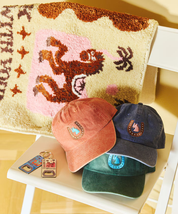 TOYAMEG Kaiun Horse Cap One Point Pigment Embroidery Cap
