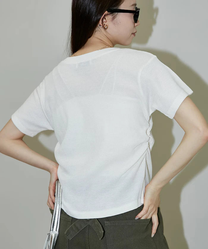 Light Waffle Waist Shirring T-Shirt Limited Edition