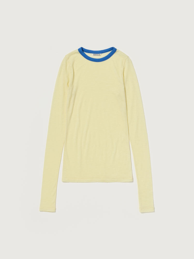 FLUFFY CASHMERE NYLON JERSEY RINGER L/S TEE