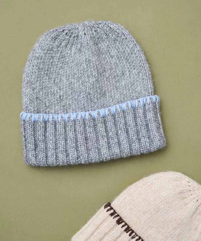 Color Block Blanket Stitch Knit Cap