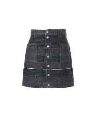 Scratch A-Line Denim Mini Skirt