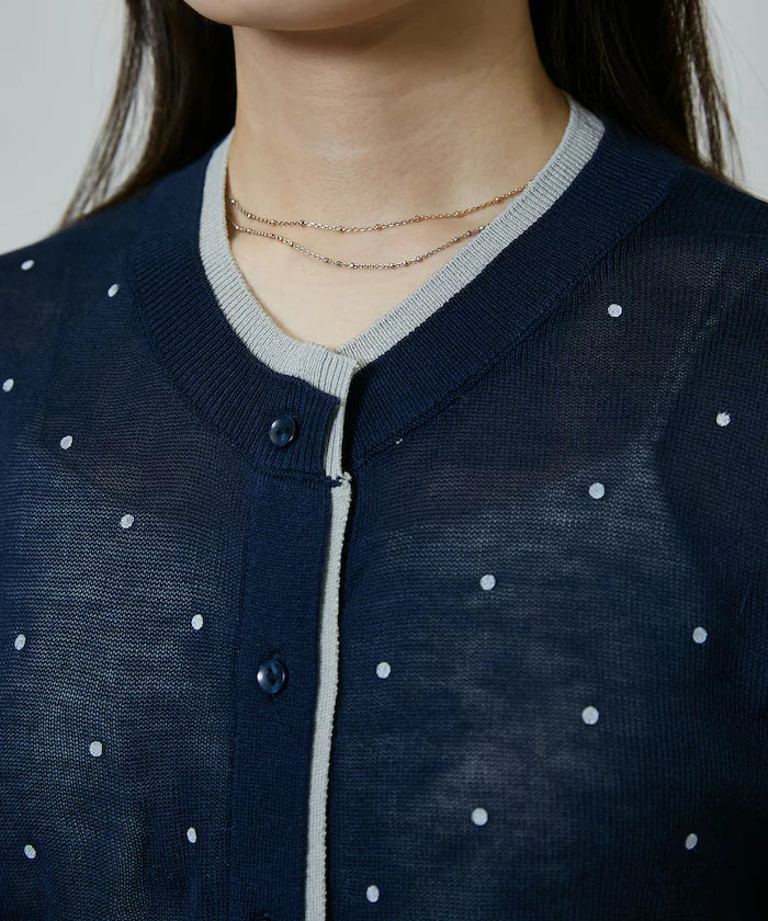Dot Pattern Layered Short Sleeve Knit Cardigan Limited Release
