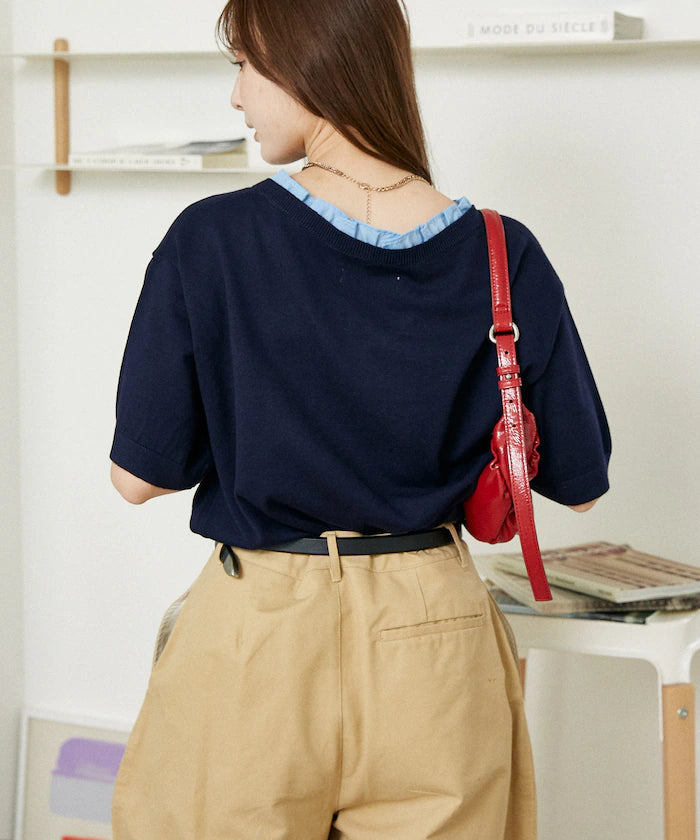 Shirt Frill V-Neck Half Sleeve Summer Knit Limited Edition