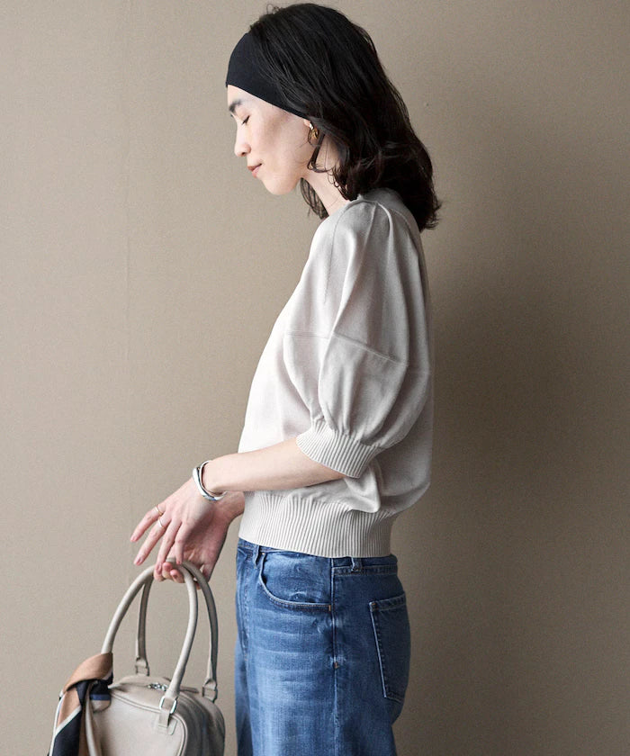 Japan Made Whole Garment Puff Sleeve Top