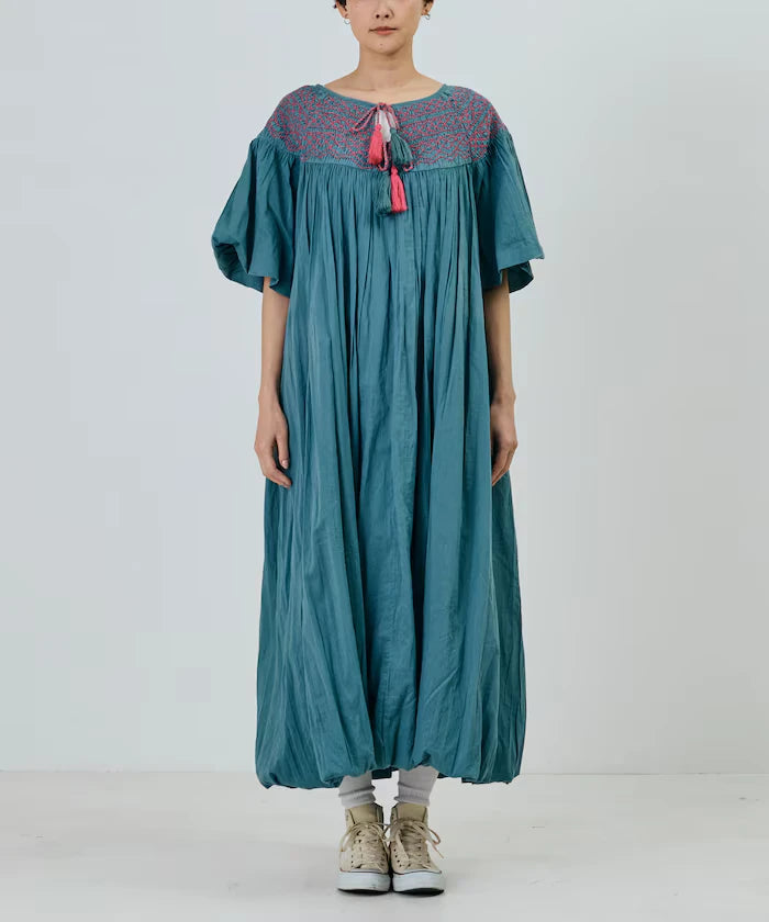 India Colored Smocked Balloon Dress