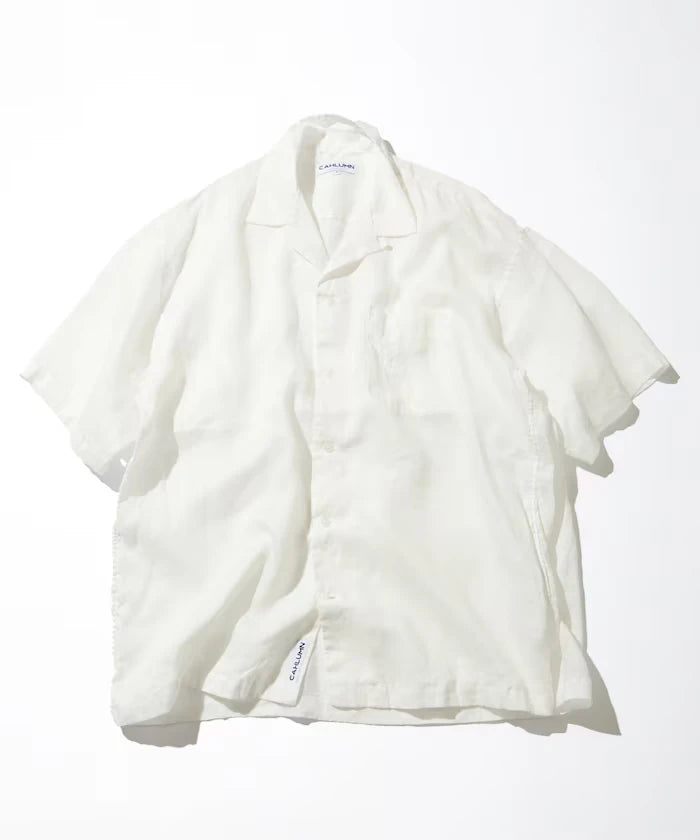 Linen Open Collar Short Sleeve Shirt
