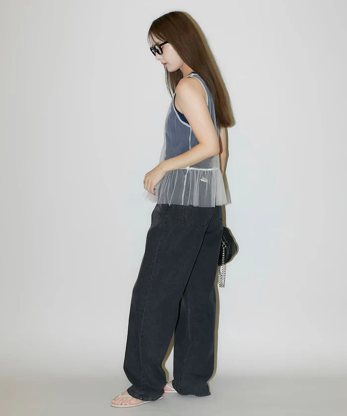<Set Item> Tulle Layered Tank Top Limited Edition