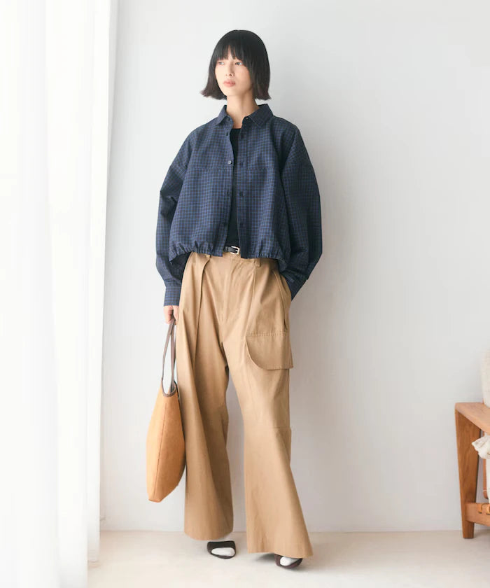Hem Code Switch Short Length Long Sleeve Shirt