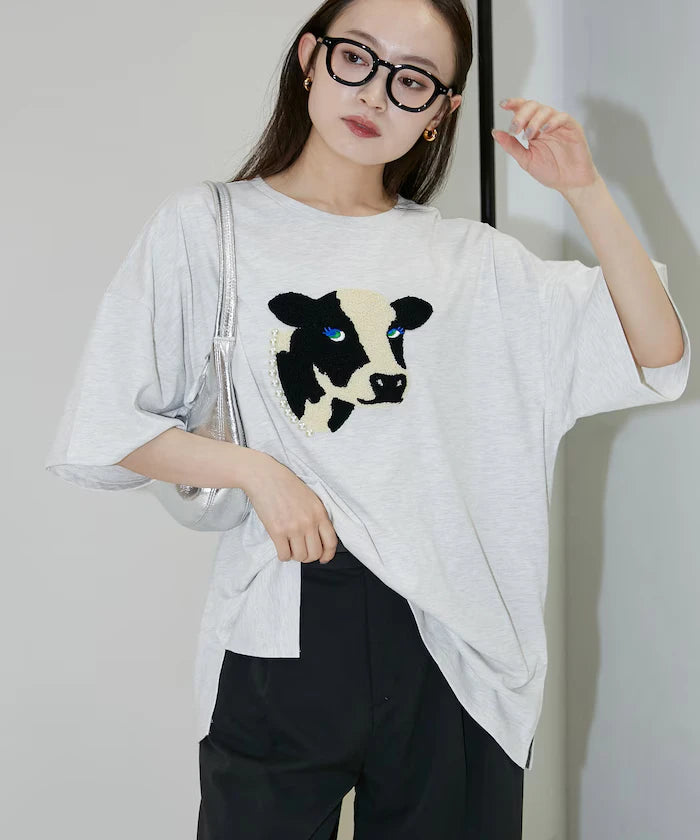 Big T-shirt with Pearl and Sagara Embroidery - Limited Edition