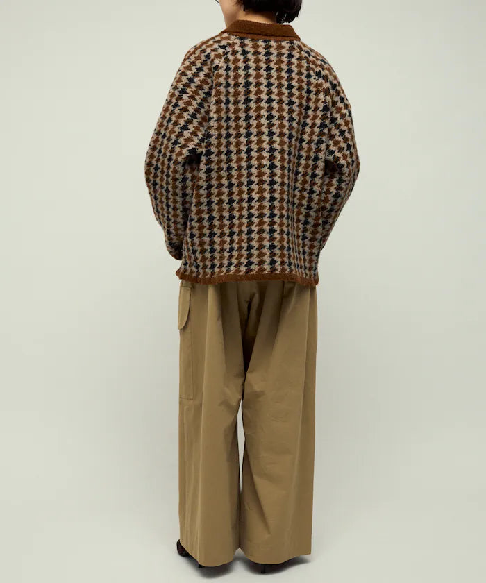 Wool Blend Gancube Check Knit Zip Blouson