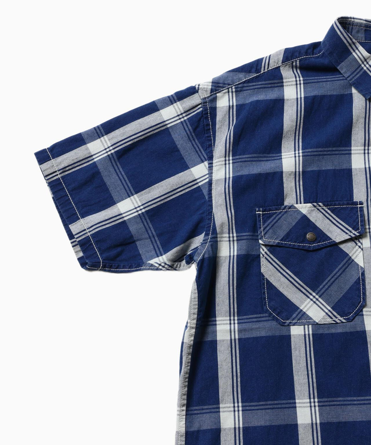 indigo check SS shirt (M)