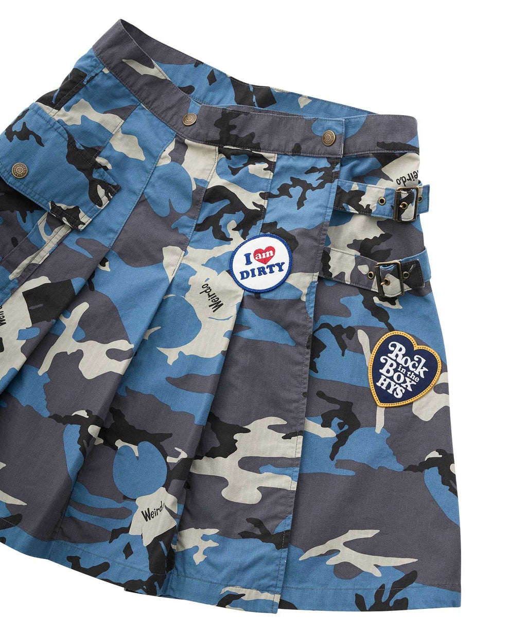 Military Pleated Wrap Skirt