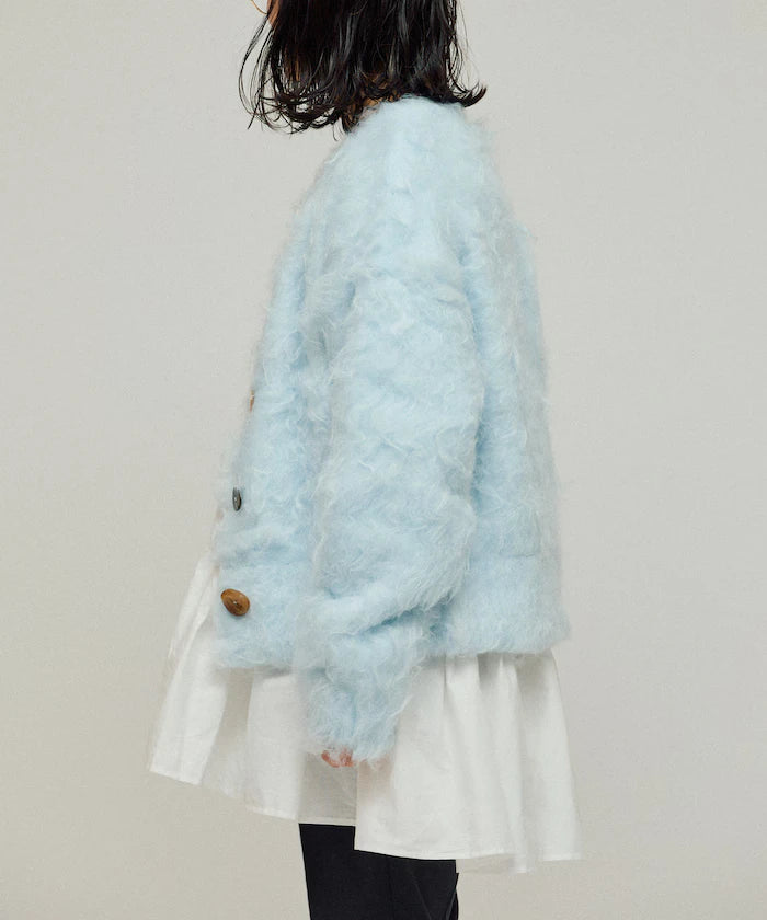 Variation Button Shaggy Knit Cardigan