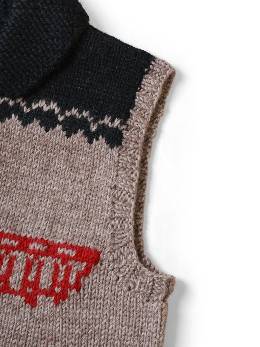 Handknit PECKISH Totem Pole ZIP Vest