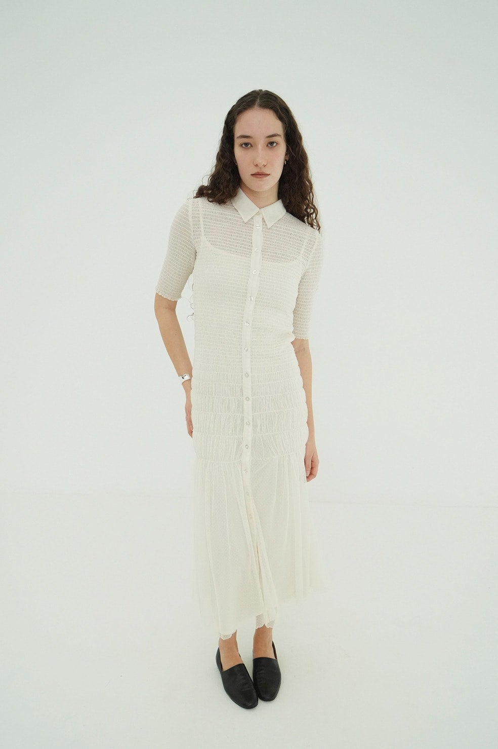 GATHERED MESH SHIRTS ONEPIECE