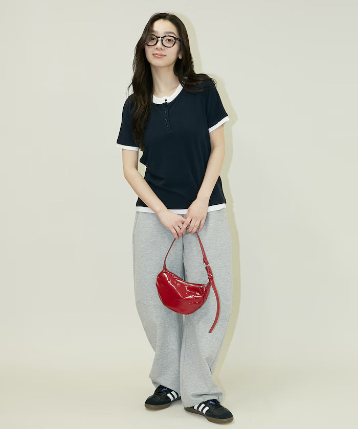Layered-style Henley Neck T-shirt Limited Edition