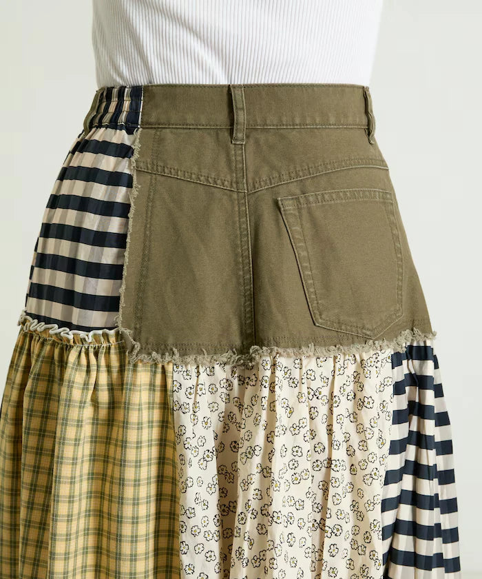 Flower & Check Docking Skirt