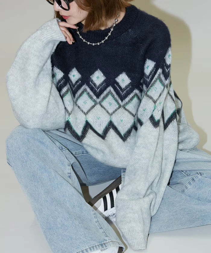 Jacquard Mohair Touch Knit Pullover Limited Edition
