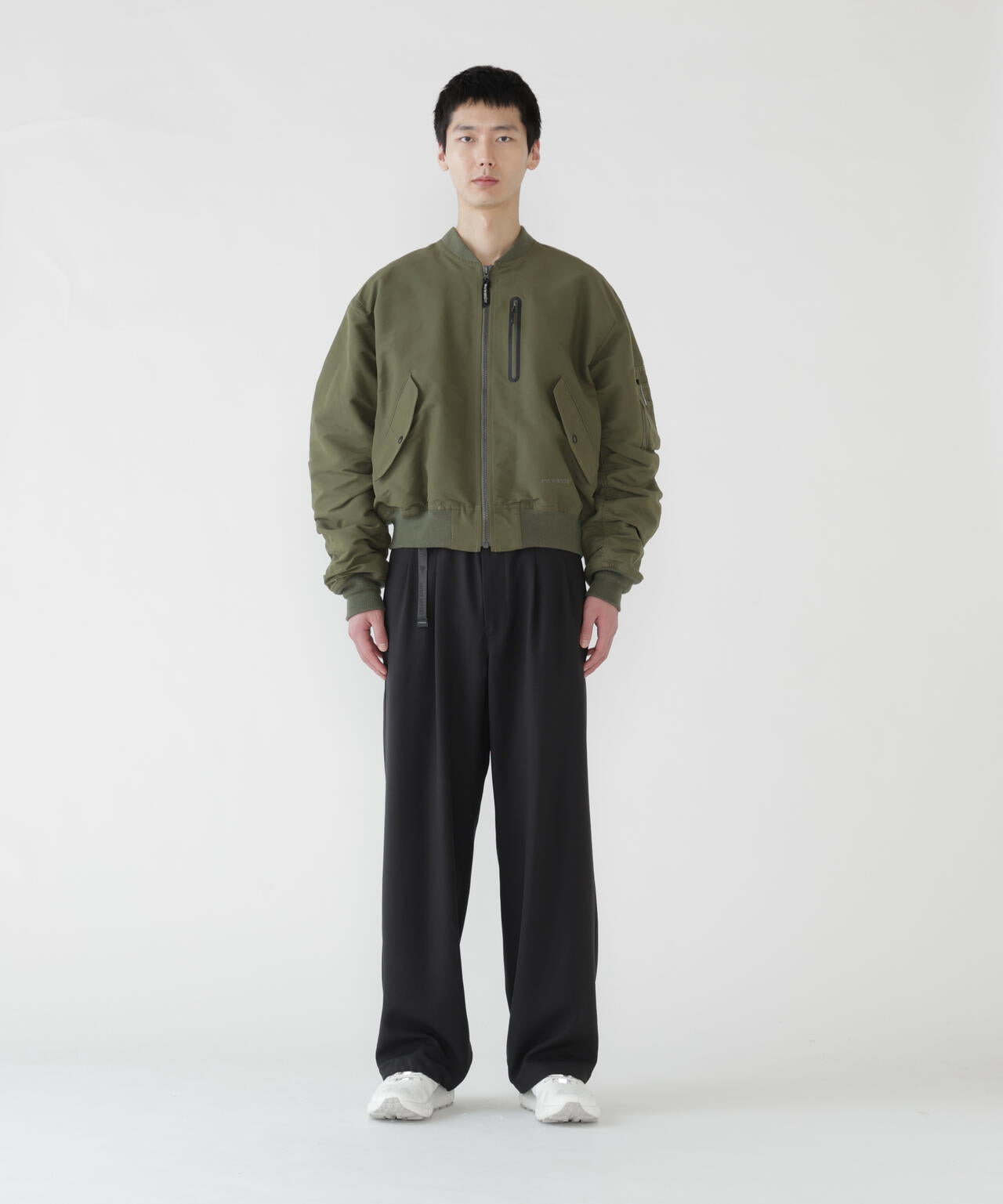PE melange twill wide pants