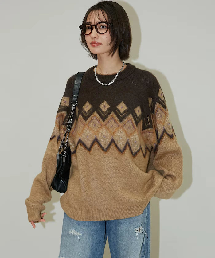 Jacquard Mohair Touch Knit Pullover Limited Edition