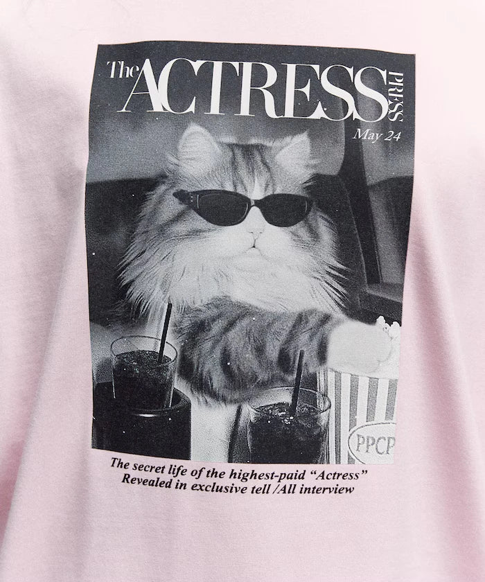 <Functional Material> MAGAZINE Cat Photo T-Shirt Limited Release