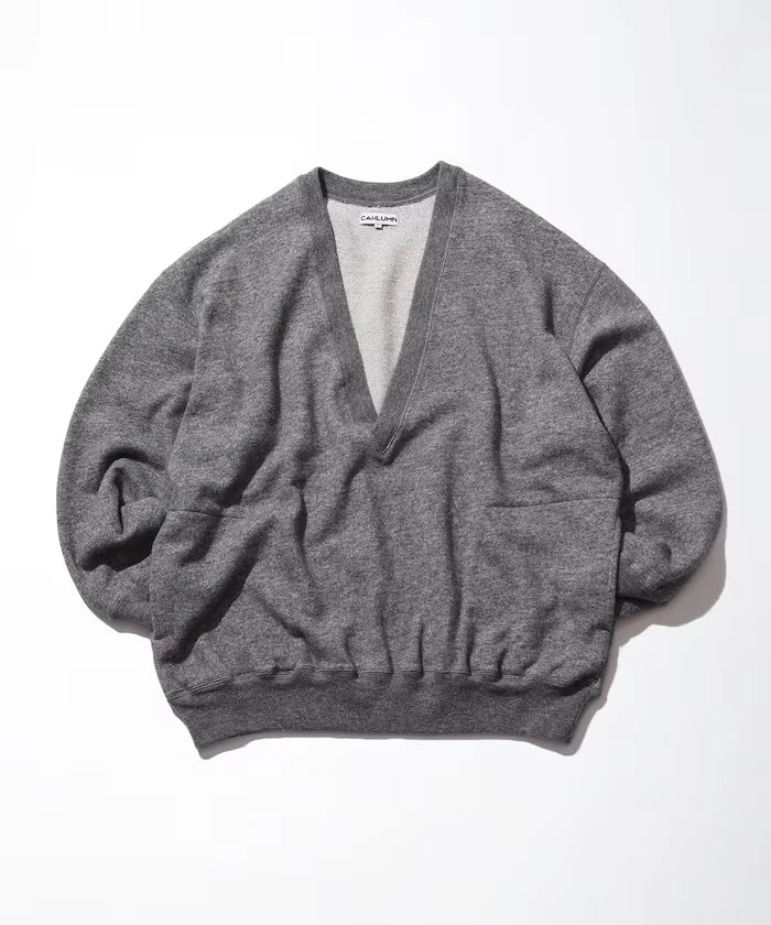 Merino Wool＋Cotton Loop Back V-neck Sweatshirt