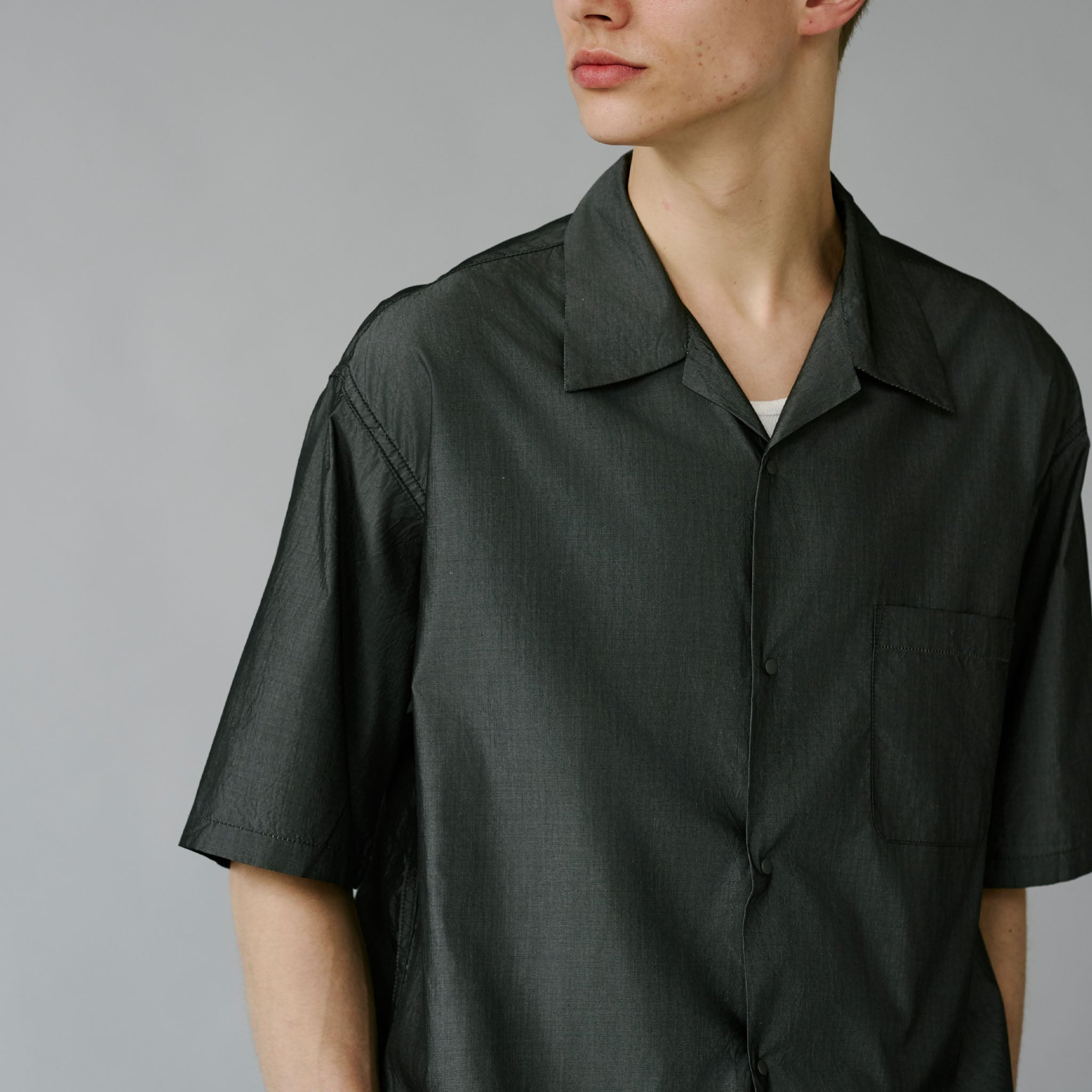 GL39540 / COTTON × SILK CHAMBRAY SNAP SHIRT