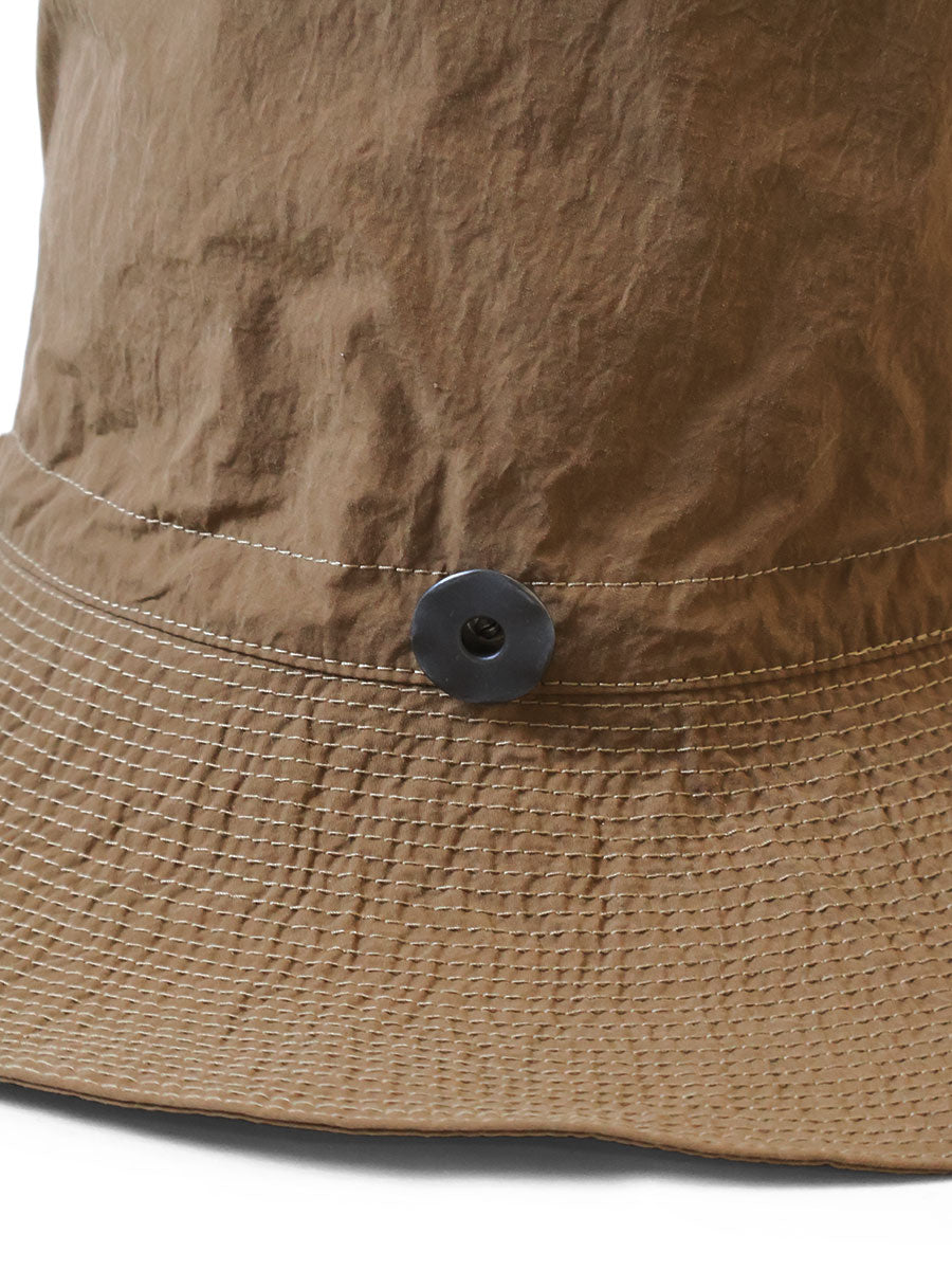 Nylon KONBU processed Pork Pie CAMP-HAT (long brim)
