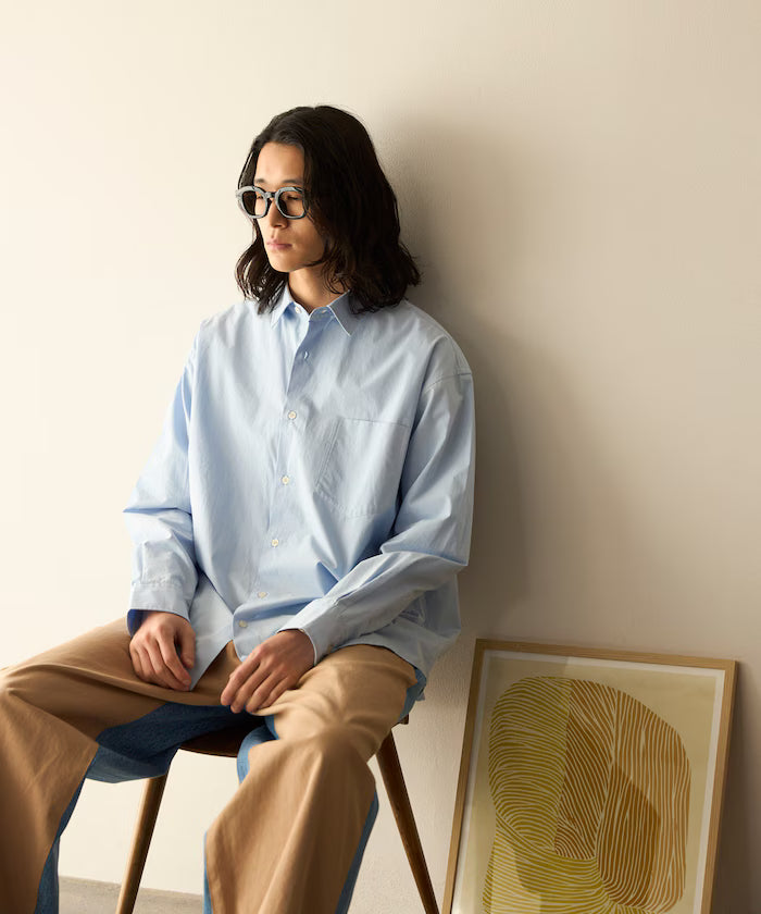 Nuance Color Oversized Regular Collar Long Sleeve Shirt