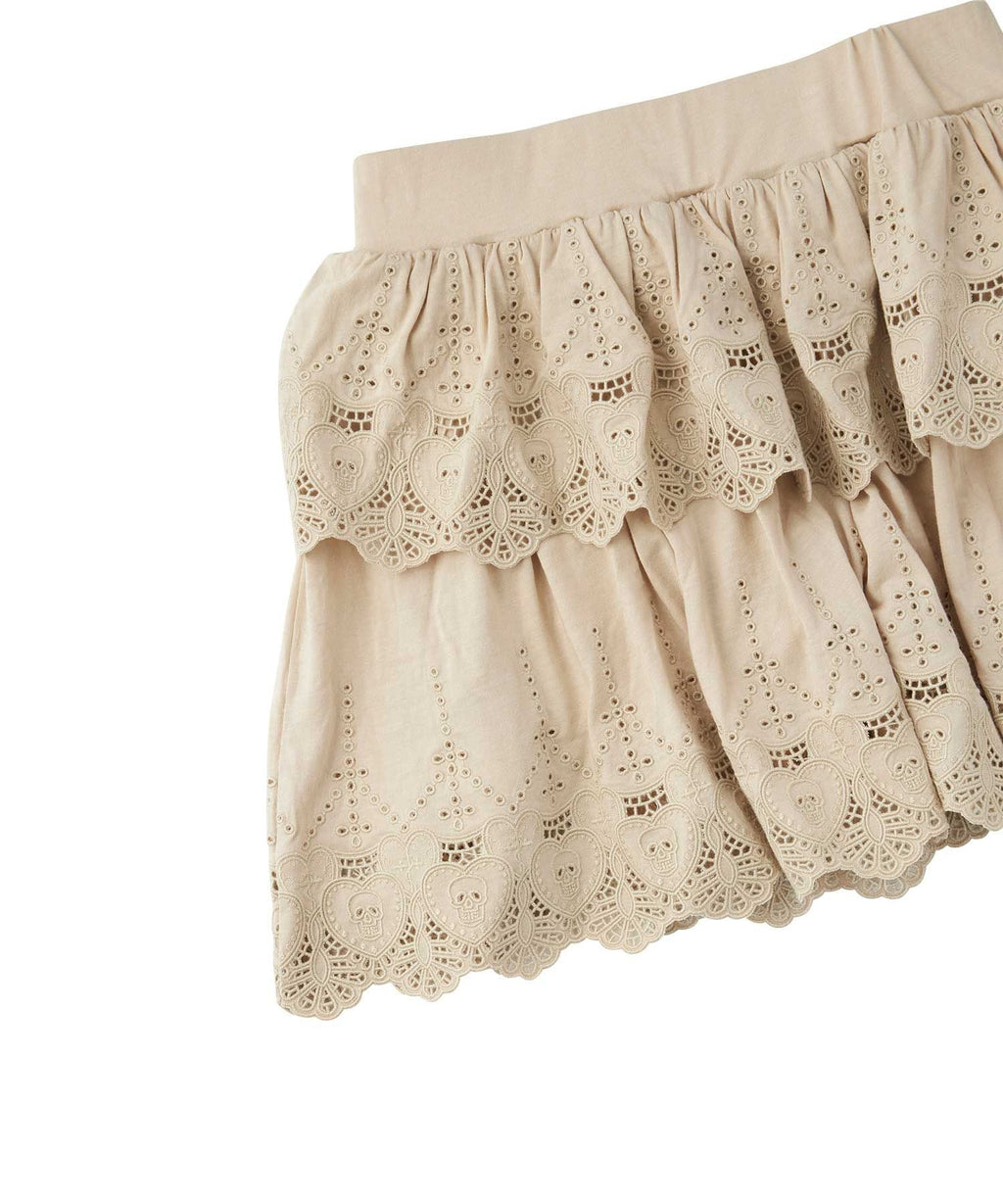 SKULL LACE Scalloped Embroidery Skirt