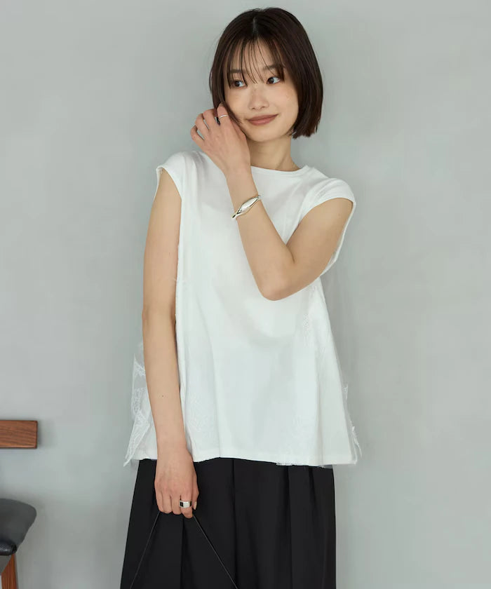 Organic Cotton Tulle Lace Docking Top