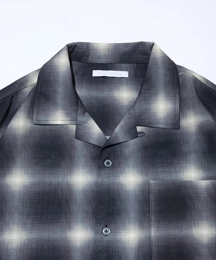 Mesh Open Collar Pattern Short Sleeve Shirt / Allover Design Open Collar Shirt / Big Silhouette