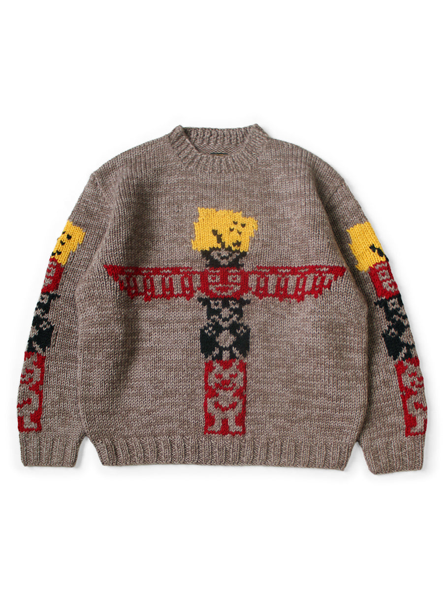 Hand-knit PECKISH totem pole Couching curl...
